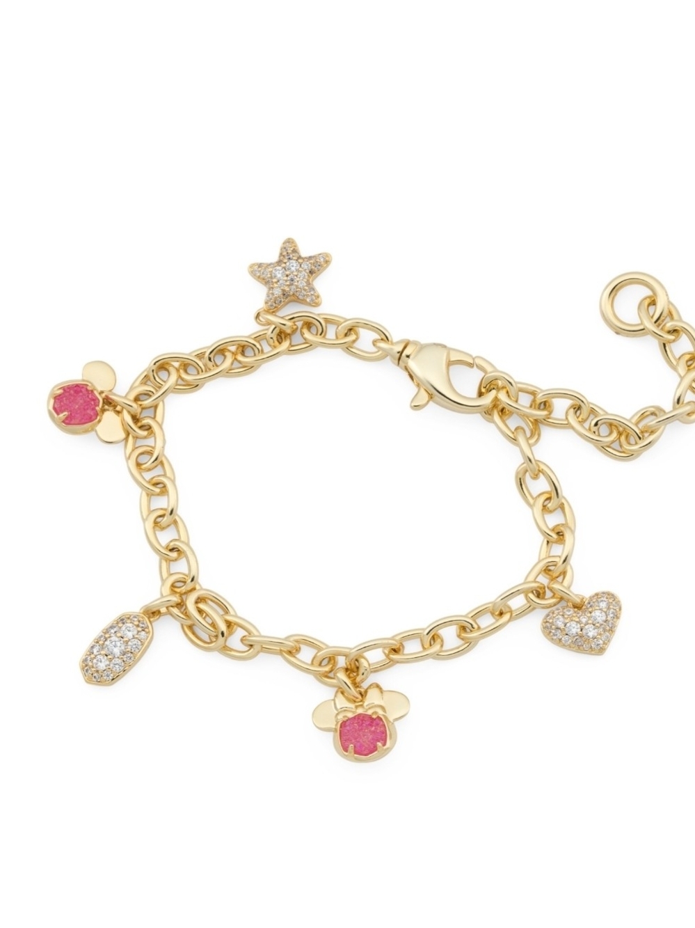 💛▪️Kendra Scott ▪️mickey Mouse Gold-Tone Pink Charm Bracelet